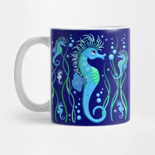 Seahorse cute blue sea animal Cartoon Character Mug